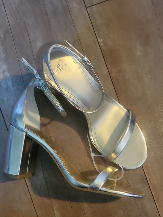bp Shoes - bp Metallic Gold Ankle-Strap Block Heels